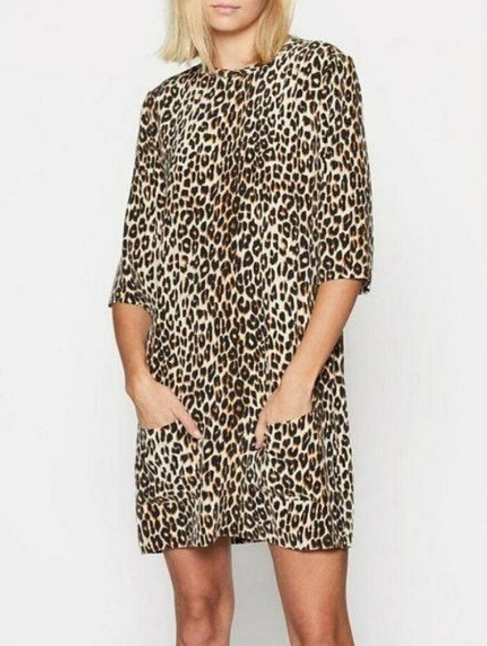Equipment Femme Aubrey Silk Shift Mini Dress Leopard Animal Print Sz Sm Mobwife